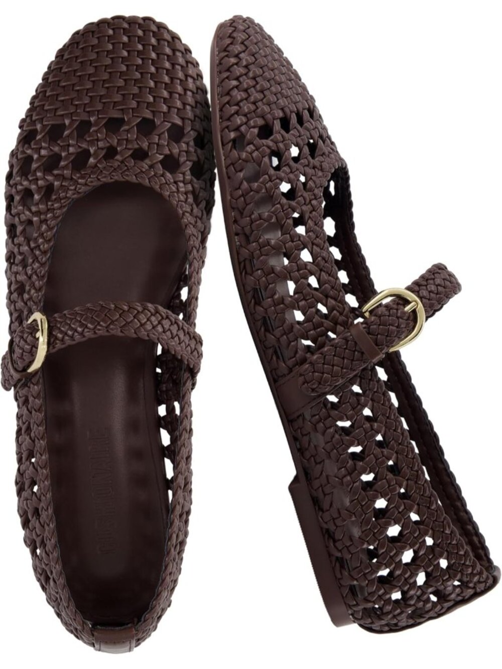 Women's Flats with Adjustable Strap – Comfortable Mary Jane Ballet Brown Flats